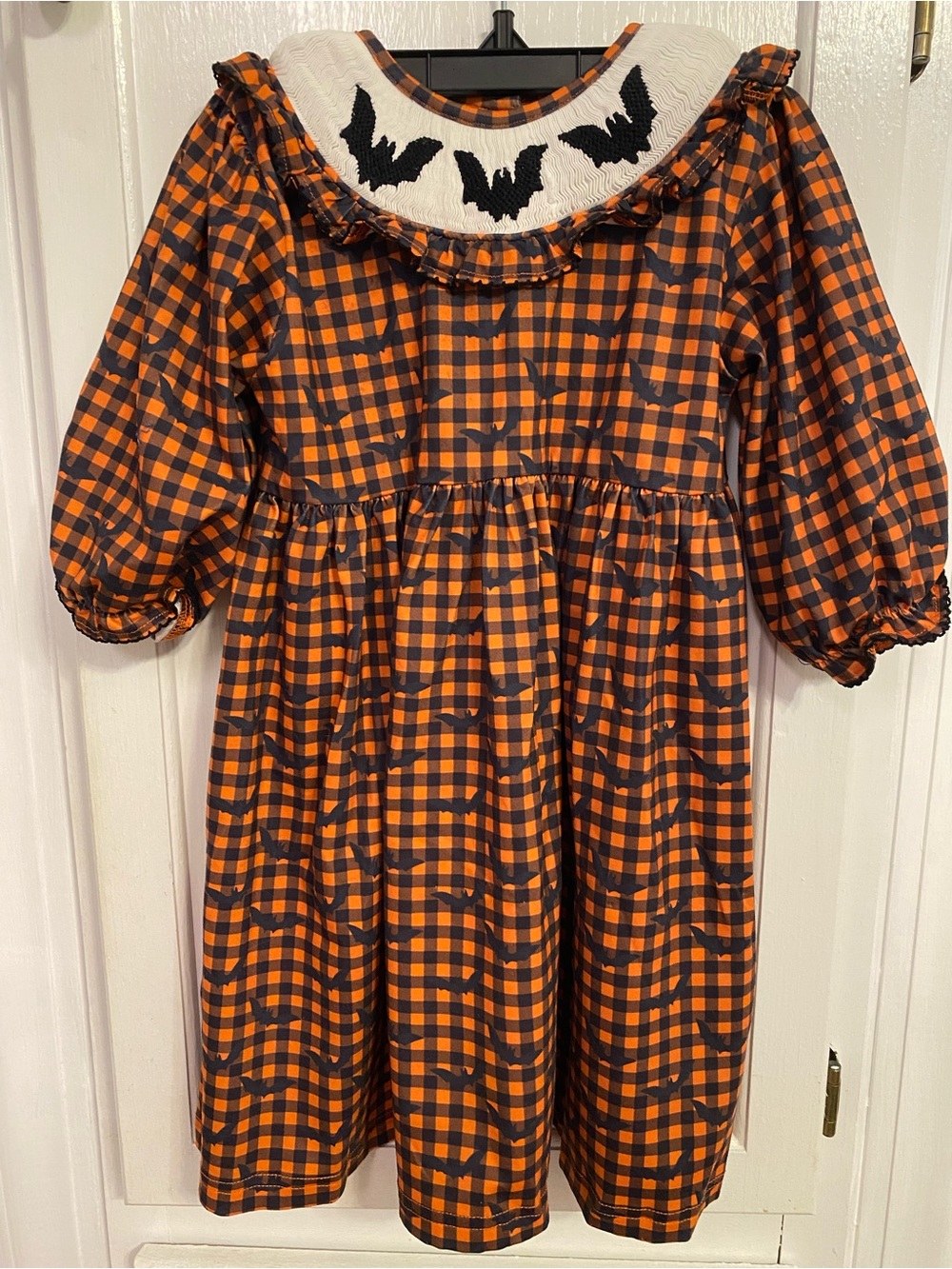Orange and Black Gingham Bat Dress